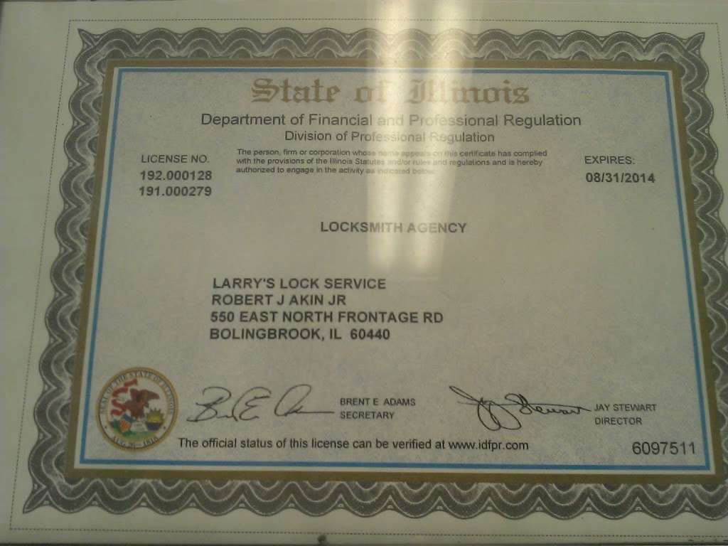 Larrys Lock Service | 550 E N Frontage Rd #1, Bolingbrook, IL 60440, USA | Phone: (630) 739-5666