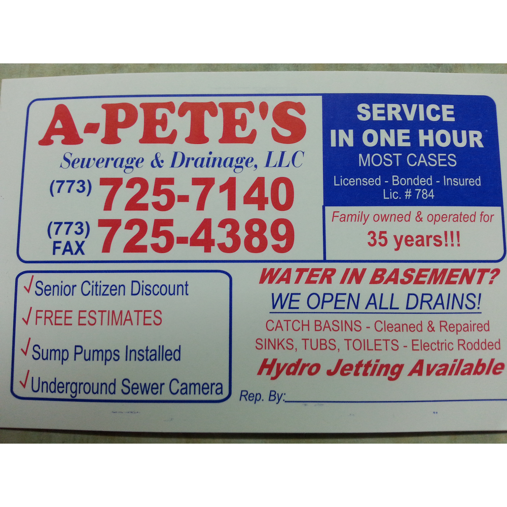 A-Petes Sewage & Drainage | 3118 N Knox Ave, Chicago, IL 60641, USA | Phone: (773) 725-7140