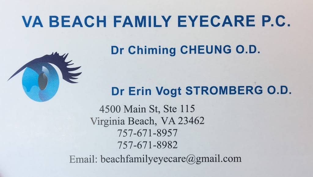 Virginia Beach Family Eyecare | 4500 Main St #115, Virginia Beach, VA 23462, USA | Phone: (757) 671-8957