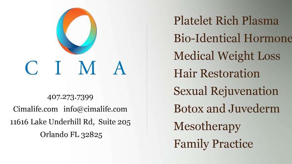 CIMA - Center for Individualized Medicine and Age Management | 11616 Lake Underhill Rd #205, Orlando, FL 32825, USA | Phone: (407) 273-7399