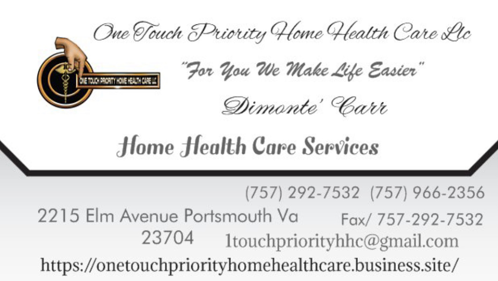 One Touch Priority Home Health Care Llc | 2215 Elm Ave, Portsmouth, VA 23704 | Phone: (757) 292-7532