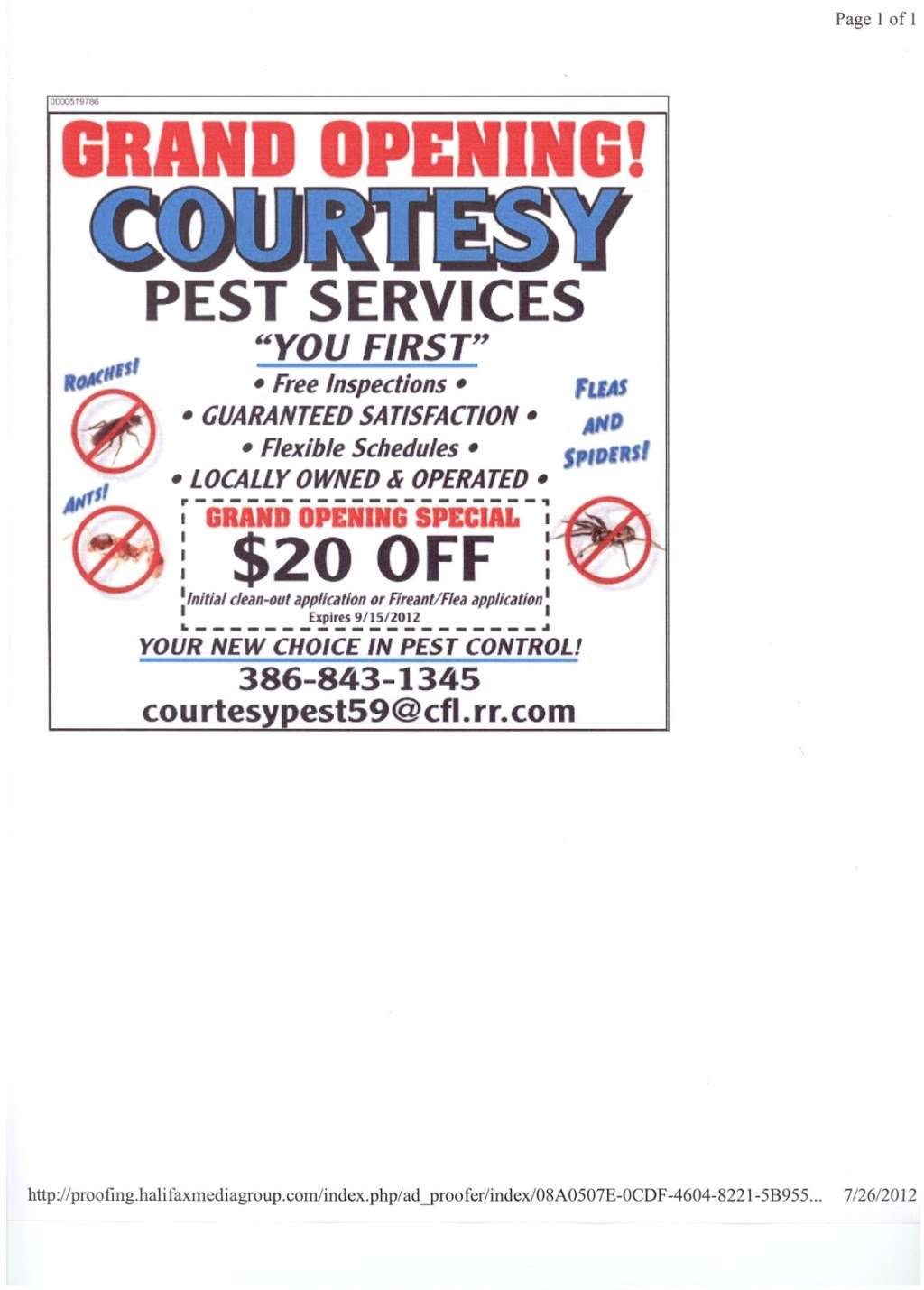 Courtesy Pest Services | 126 Sea St, New Smyrna Beach, FL 32168, USA | Phone: (386) 843-1345