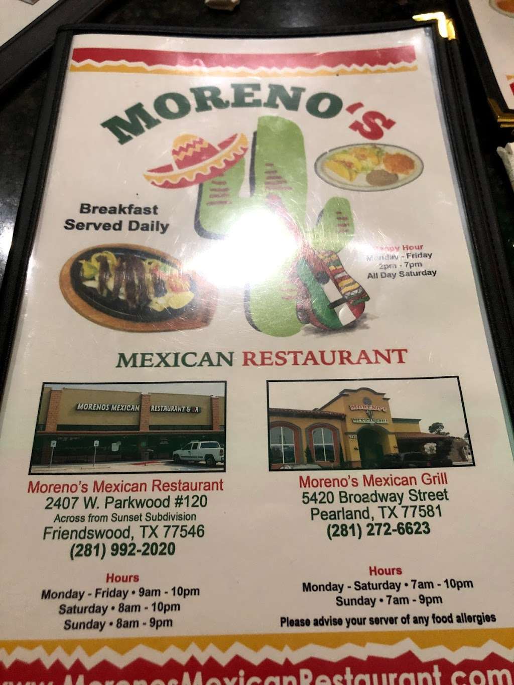 Moreno’s Mexican Grill | 5420 Broadway St, Pearland, TX 77581, USA | Phone: (281) 272-6623