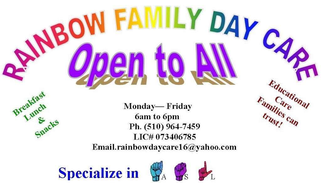 Rainbow Family Day Care | Brazil Ct, Pinole, CA 94564, USA | Phone: (510) 964-7459
