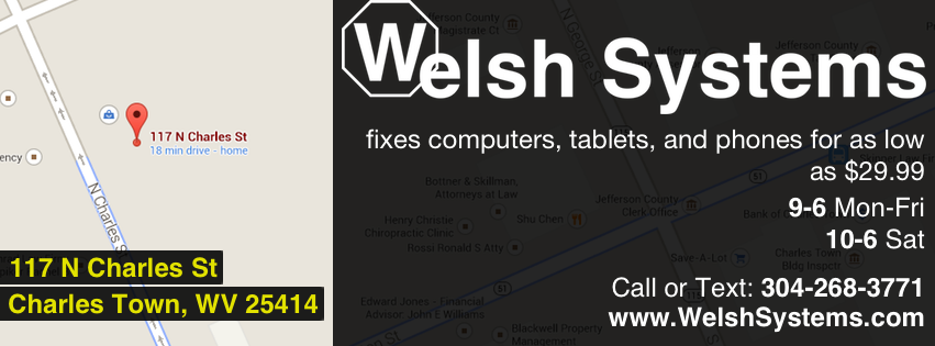 Welsh Systems Computer Services | 110 N Lawrence St, Charles Town, WV 25414, USA | Phone: (304) 268-3771