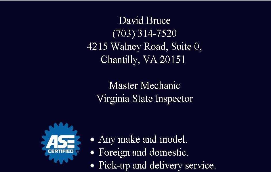 Daves Automotive LLC | 4215 Walney Rd, Chantilly, VA 20151, USA | Phone: (703) 870-7513