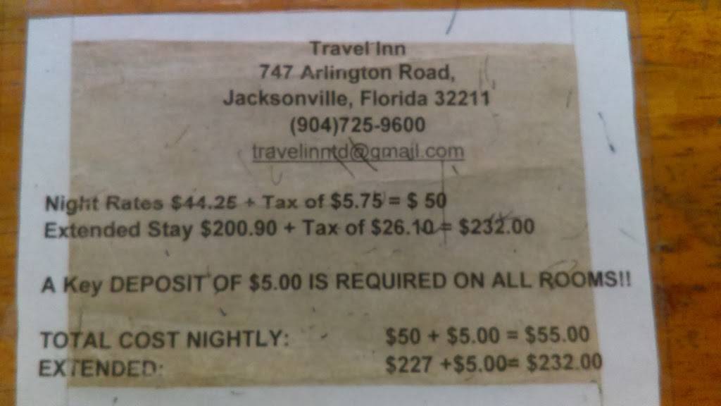 Travel Inn | 747 Arlington Rd N, Jacksonville, FL 32211, USA | Phone: (904) 779-3530