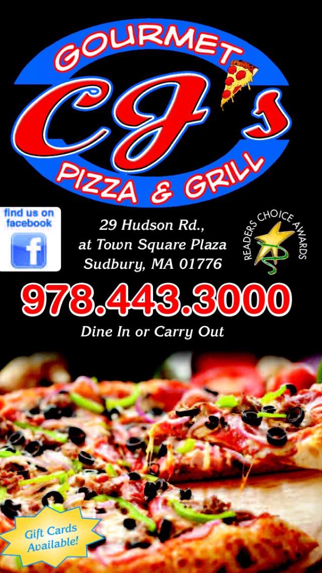 CJ s Gourmet Pizza & Grill | 29 Hudson Rd, Sudbury, MA 01776, USA | Phone: (978) 443-3000
