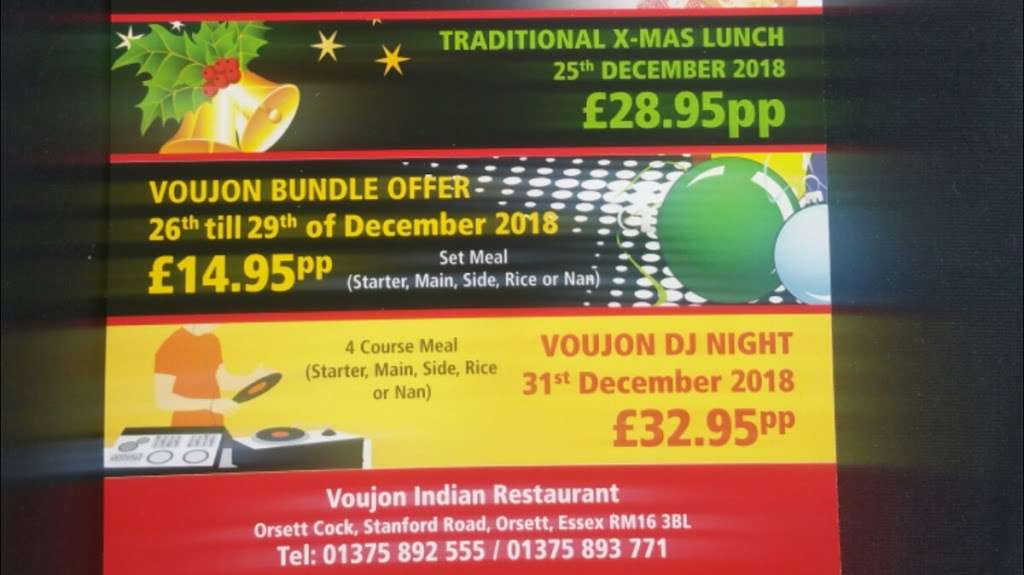 Voujon Indian Restaurant | Stanford Rd, Grays, Orsett, Grays RM16 3BL, UK | Phone: 01375 892555