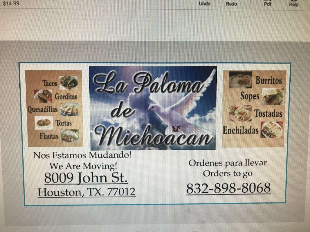 Taqueria La Paloma De Michoacan | 8633-8675 Winkler Dr, Houston, TX 77017, USA | Phone: (832) 898-8068