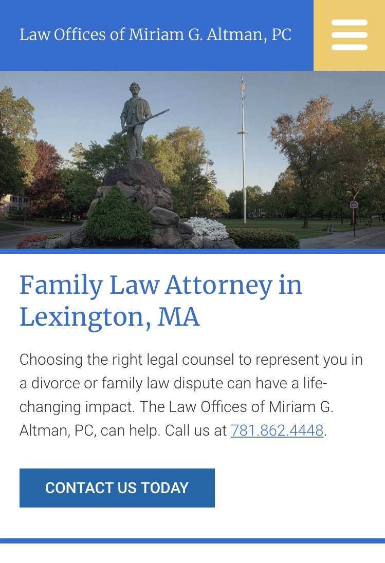 The Law Offices of Miriam G. Altman, P.C. | 57 Bedford St Suite 106, Lexington, MA 02420 | Phone: (781) 862-4448