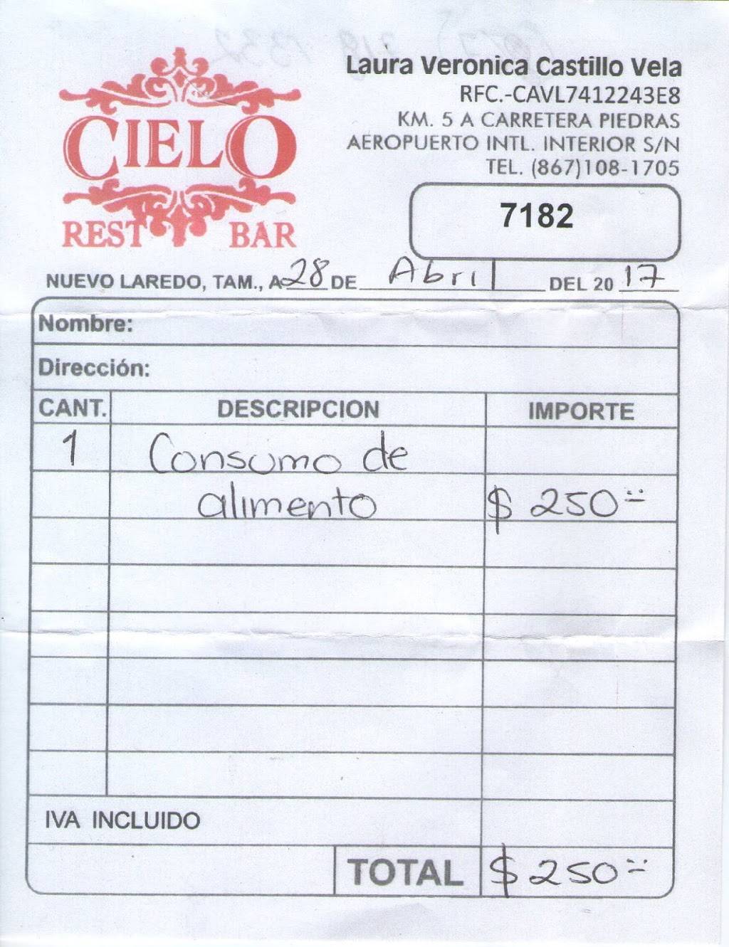 Cielo Rest Bar | Terminal, Francisco Villa, 88284 Nuevo Laredo, Tamps., Mexico | Phone: 867 108 1705