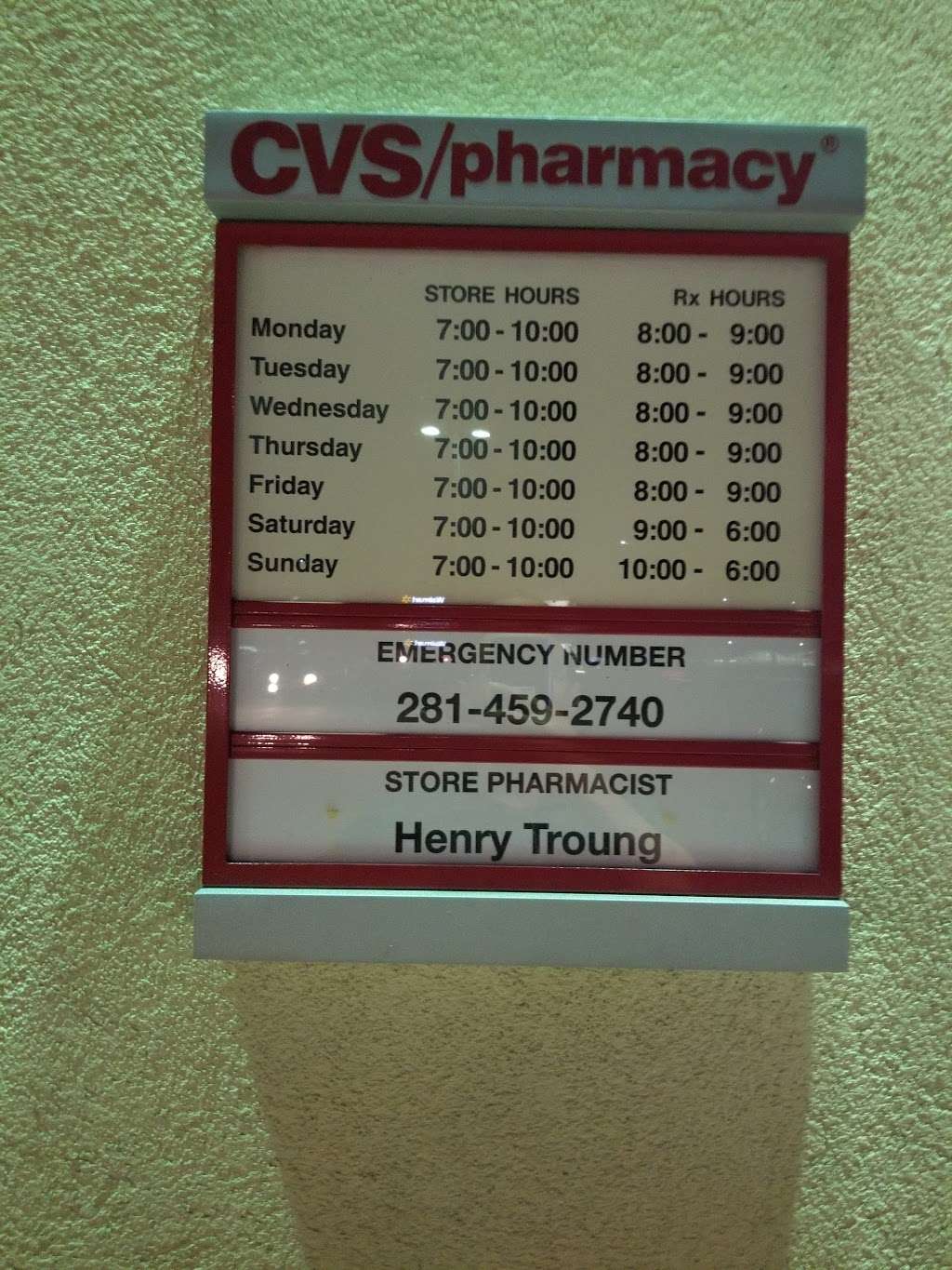 CVS | 15411 Wallisville Rd, Houston, TX 77049 | Phone: (281) 459-2740