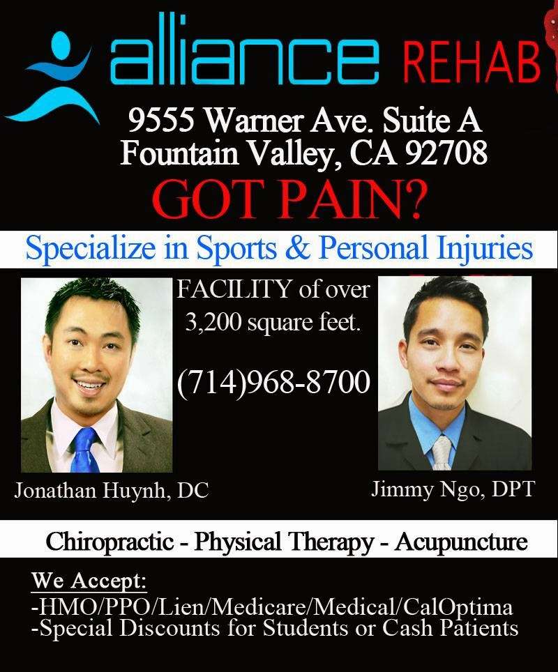 Alliance Rehab | 9555 Warner Ave, Fountain Valley, CA 92708, USA | Phone: (714) 968-8700