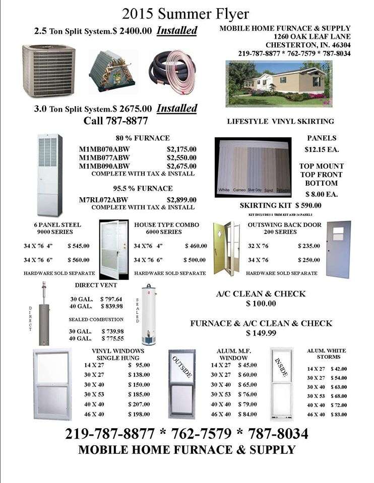Mobile Home Furnace And Supply 1260 Oak Leaf Ln Burns Harbor In 46304 Usa