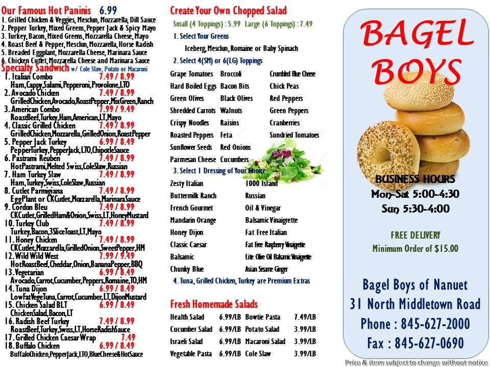 Bagel Boys of Nanuet | 31 N Middletown Rd, Nanuet, NY 10954, USA | Phone: (845) 627-2000