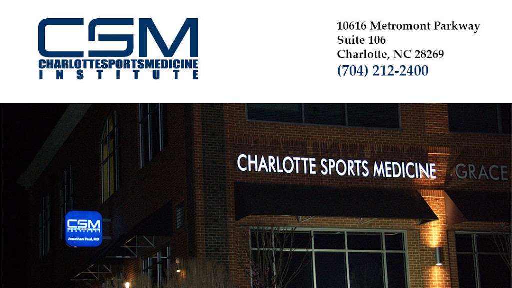 Charlotte Sports Medicine Institute: Paul Jonathan MD | 10616 Metromont Pkwy Suite 106, Charlotte, NC 28269, USA | Phone: (704) 212-2400