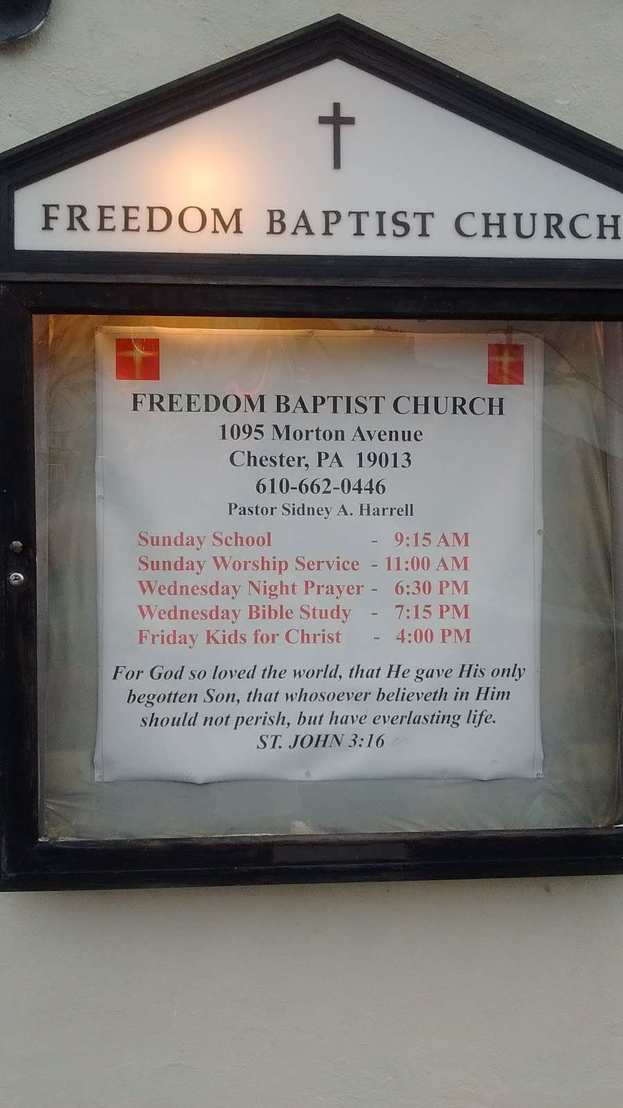 FREEDOM BAPTIST CHURCH | 1095 Morton Ave, Chester, PA 19013, USA | Phone: (610) 662-0446