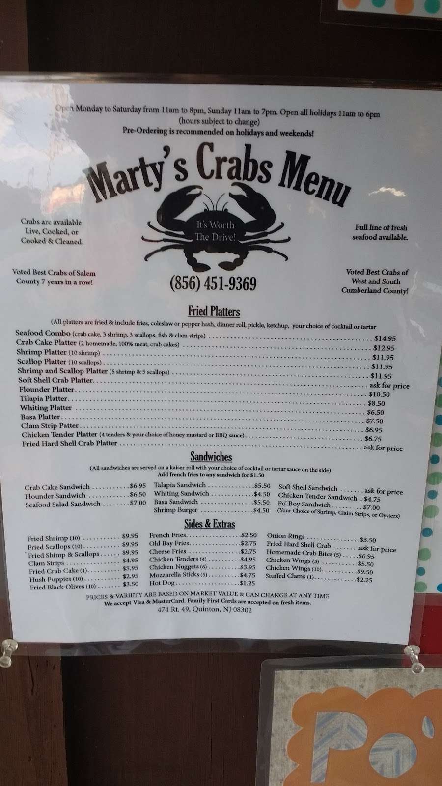 Martys Crabs | 474 NJ-49, Bridgeton, NJ 08302, USA | Phone: (856) 451-9369