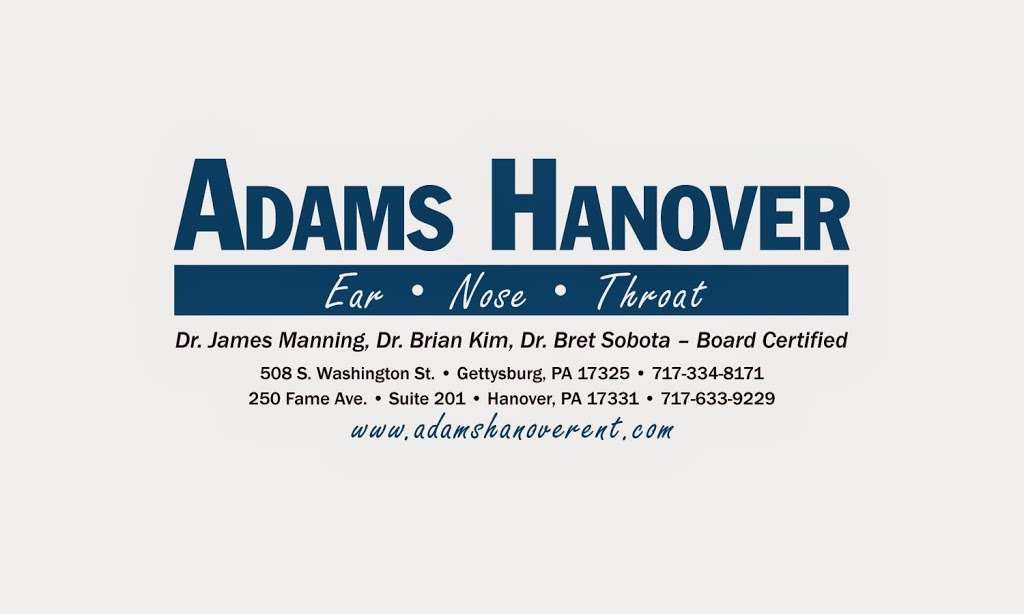 Adams Hanover Ent LLC: Manning James A MD | 250 Fame Ave Suite 201, Hanover, PA 17331, USA | Phone: (717) 633-9229