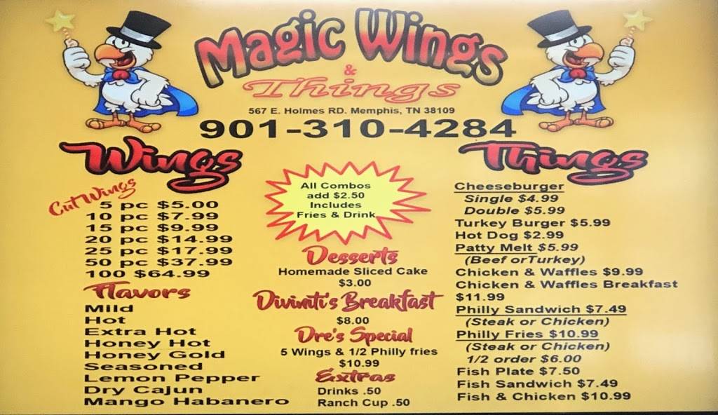 magic wings and things | 567 E Holmes Rd, Memphis, TN 38109, USA | Phone: (901) 310-4284