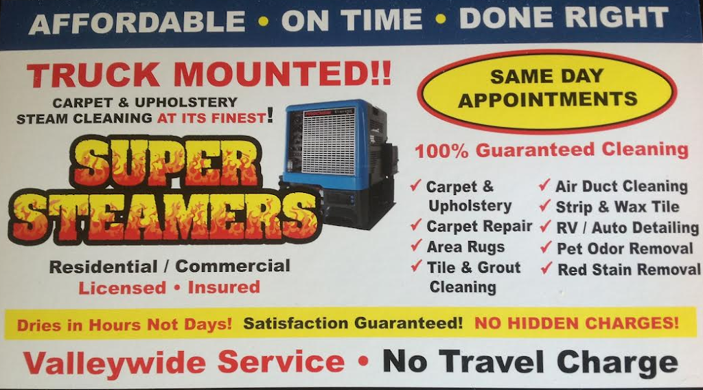 Super Steamers, LLC | 21011 N Sunglow Dr, Sun City West, AZ 85375, USA | Phone: (623) 980-1313