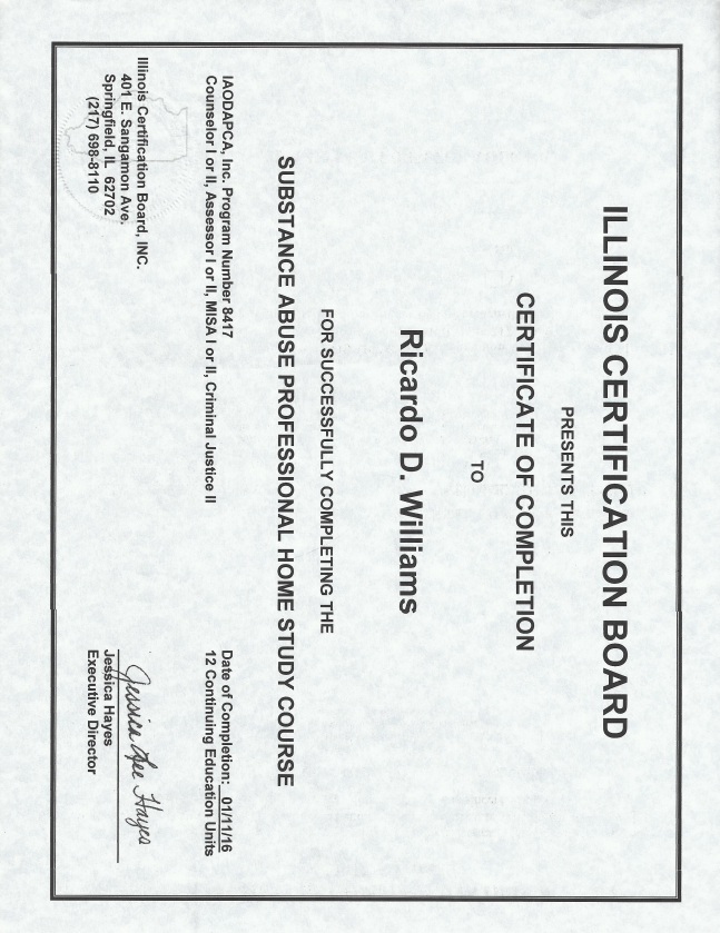 Rick Williams, LCSW, SAE, SAP DOT Services | 21020 S 80th Ave, Frankfort, IL 60423, USA | Phone: (888) 636-8661