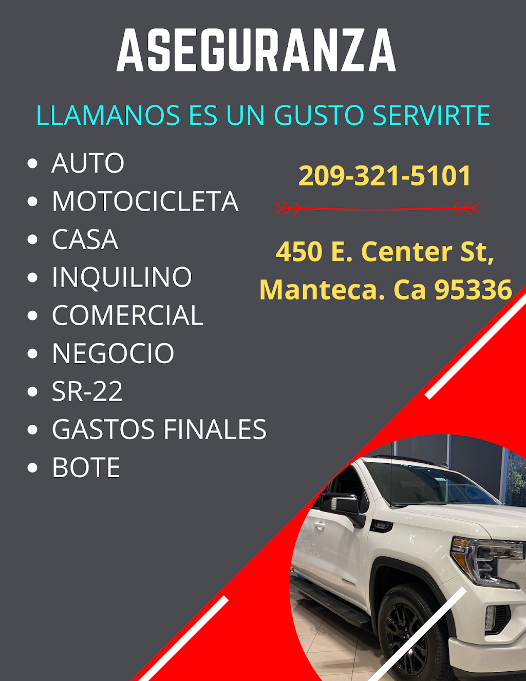 SERVIPRONTO INSURANCE and Dmv Vehicle Registration Services | 450 E Center St, Manteca, CA 95336, USA | Phone: (209) 321-5101