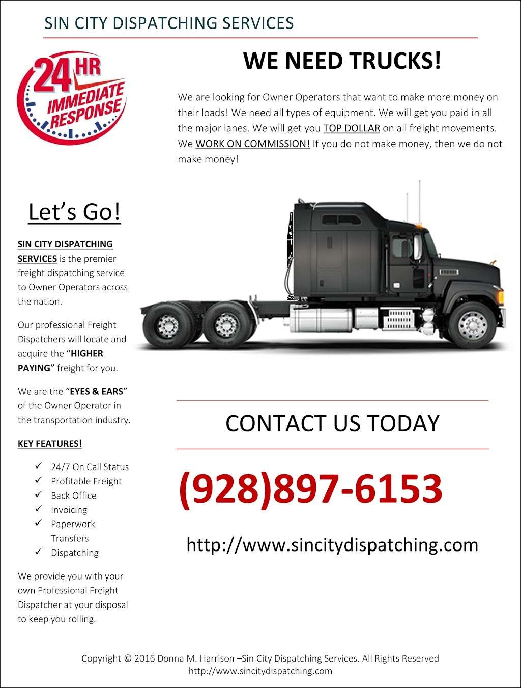 Sin City Dispatching Service | 825 N Lamb Blvd #344, Las Vegas, NV 89110, USA | Phone: (928) 897-6153