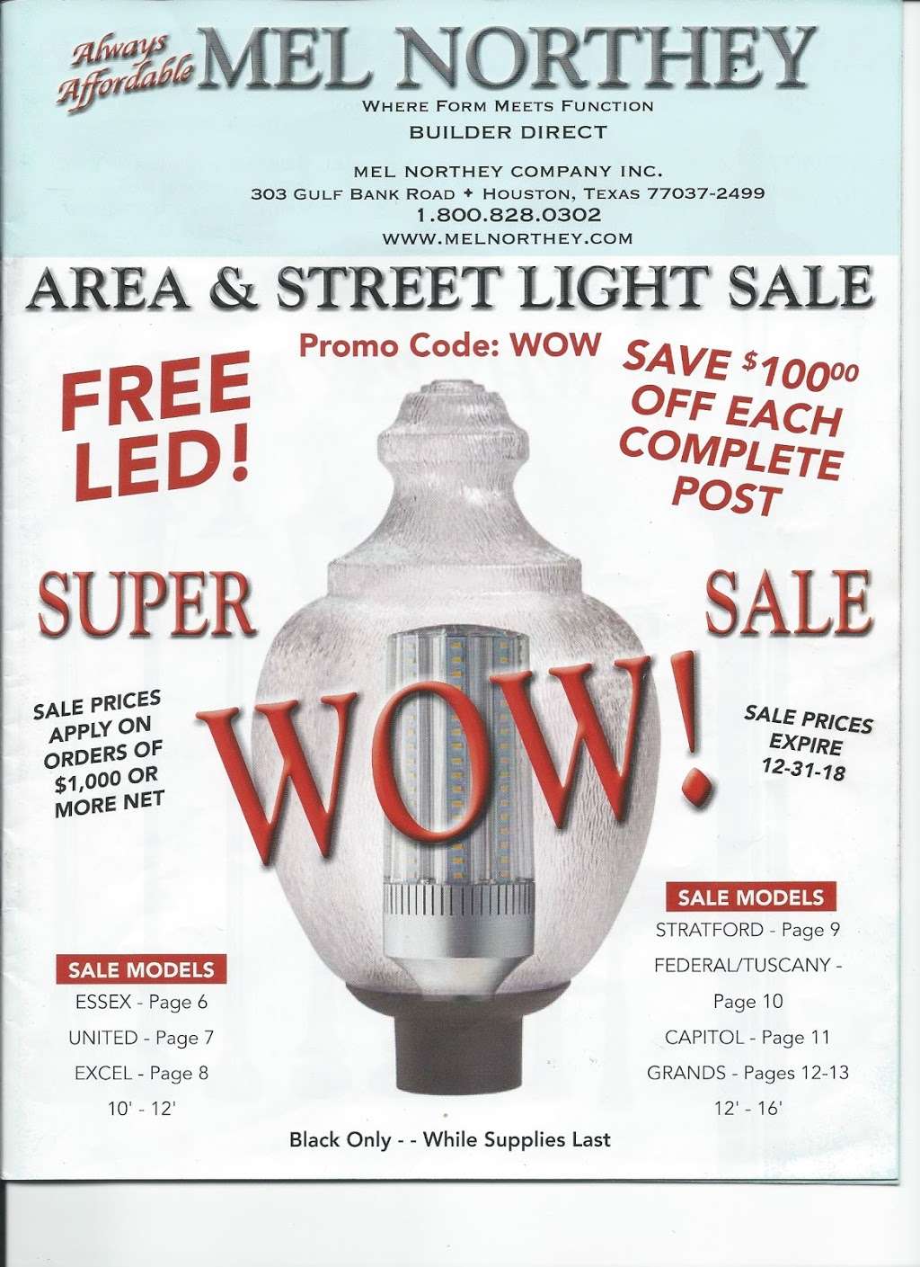 Mel Northey CO (Commercial Lamp Posts & LED Parking Lights) | 303 Gulf Bank Rd, Houston, TX 77037, USA | Phone: (281) 445-3485