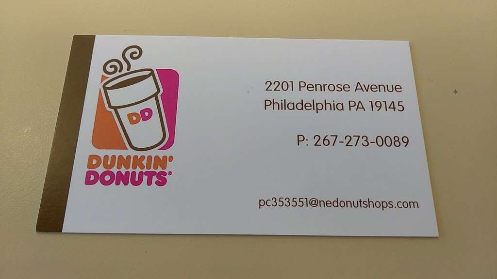 Dunkin Donuts | 2201 Penrose Ave, Philadelphia, PA 19145, USA | Phone: (267) 273-0089