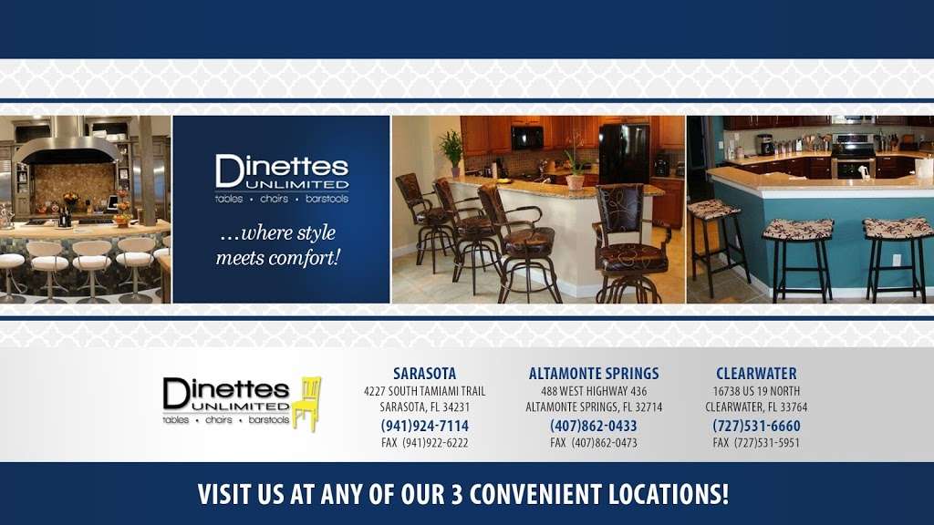 Dinettes Unlimited | 488 FL-436, Altamonte Springs, FL 32714 | Phone: (407) 862-0433