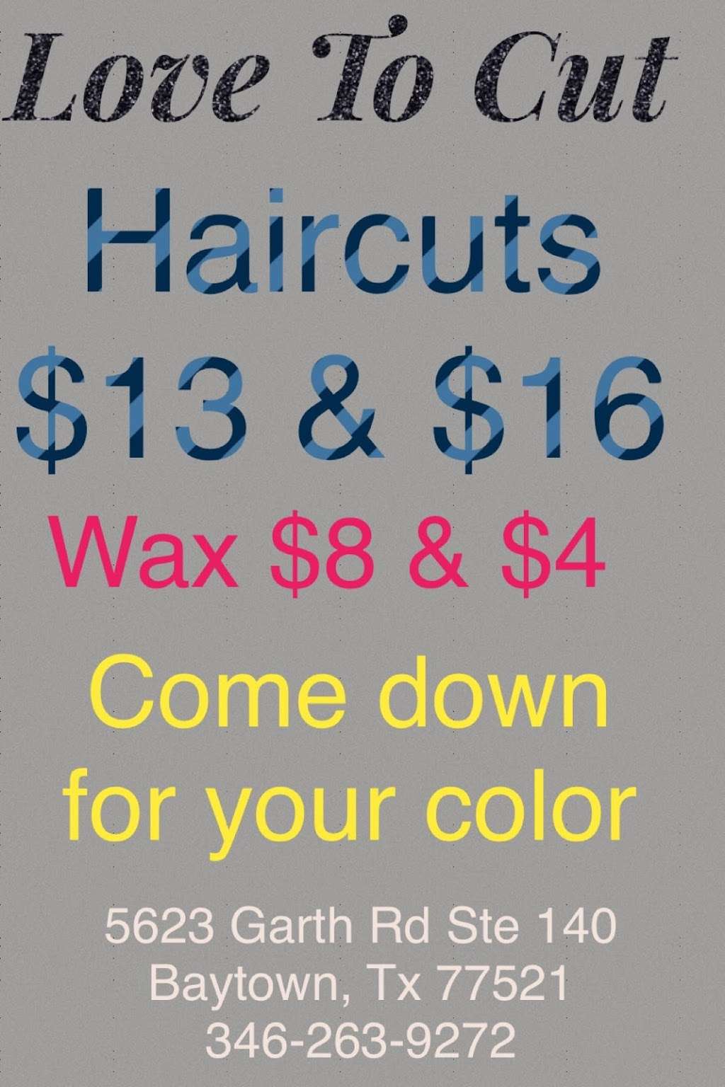 Love To Cut | 5623 Garth Rd #140, Baytown, TX 77521, USA | Phone: (346) 263-9272