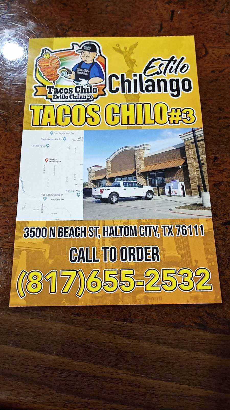Tacos chilo estilo chilango #3 | 3500 N Beach St, Haltom City, TX 76137, USA | Phone: (817) 655-2532