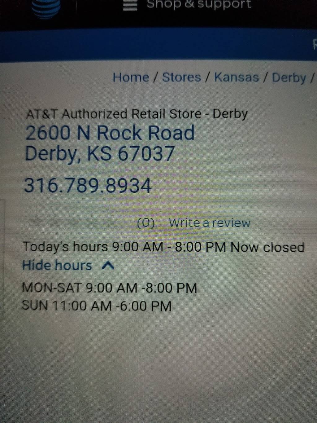 AT&T Store | 2600 N Rock Rd, Derby, KS 67037, USA | Phone: (316) 789-8934