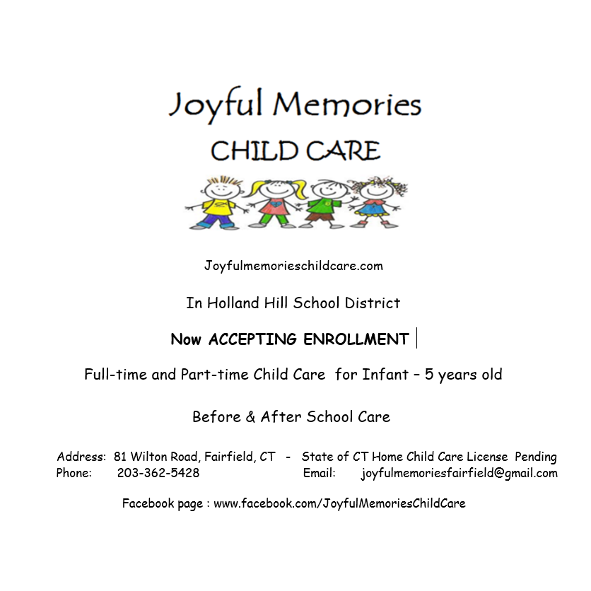 Joyful Memories Child Care | 81 Wilton Rd, Fairfield, CT 06824, USA | Phone: (203) 362-5428