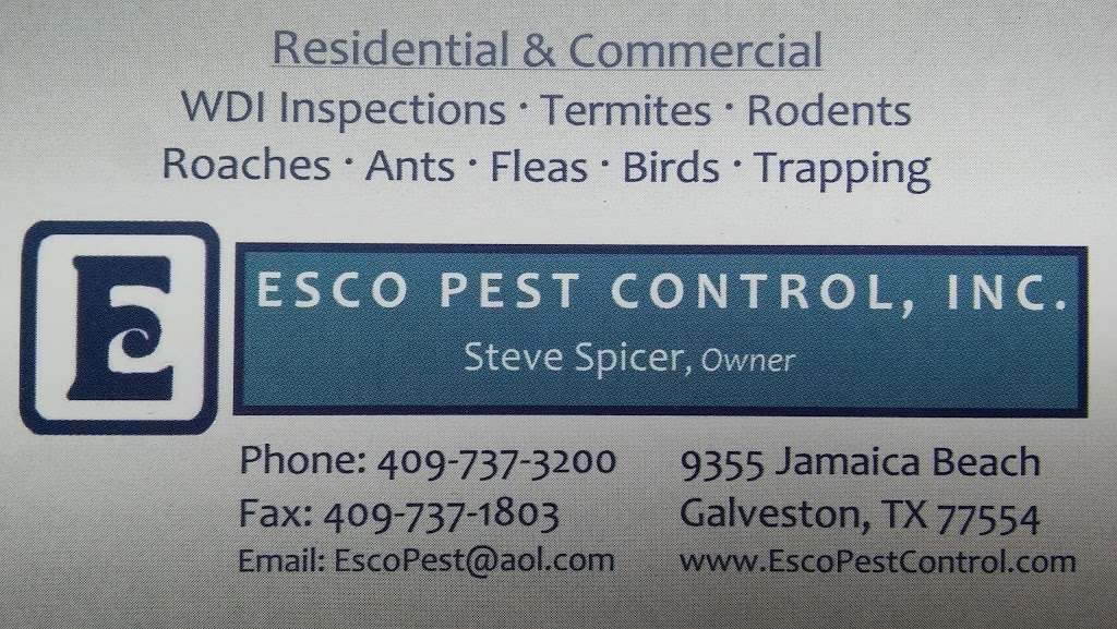 ESCO Pest Control | 9355 Jamaica Beach, Galveston, TX 77554, USA | Phone: (409) 737-3200