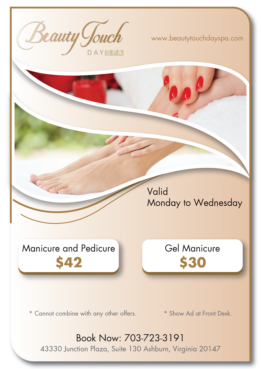 Beauty Touch Nail Care & Day Ashburn | 43330 Junction Plaza #130, Ashburn, VA 20147, USA | Phone: (703) 723-3191