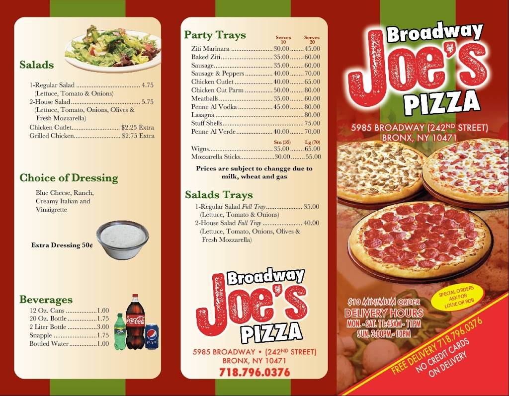 Broadway Joes Pizza | 5985 Broadway, The Bronx, NY 10471, USA | Phone: (718) 796-0376