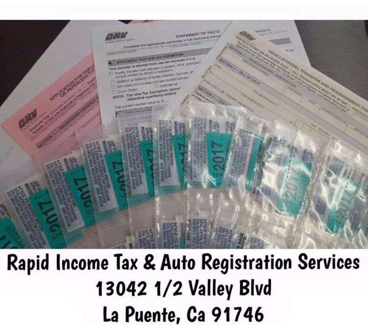 Rapid Income Tax and Auto Registration Services | 13042 1/2 Valley Blvd, La Puente, CA 91746, USA | Phone: (626) 581-5221