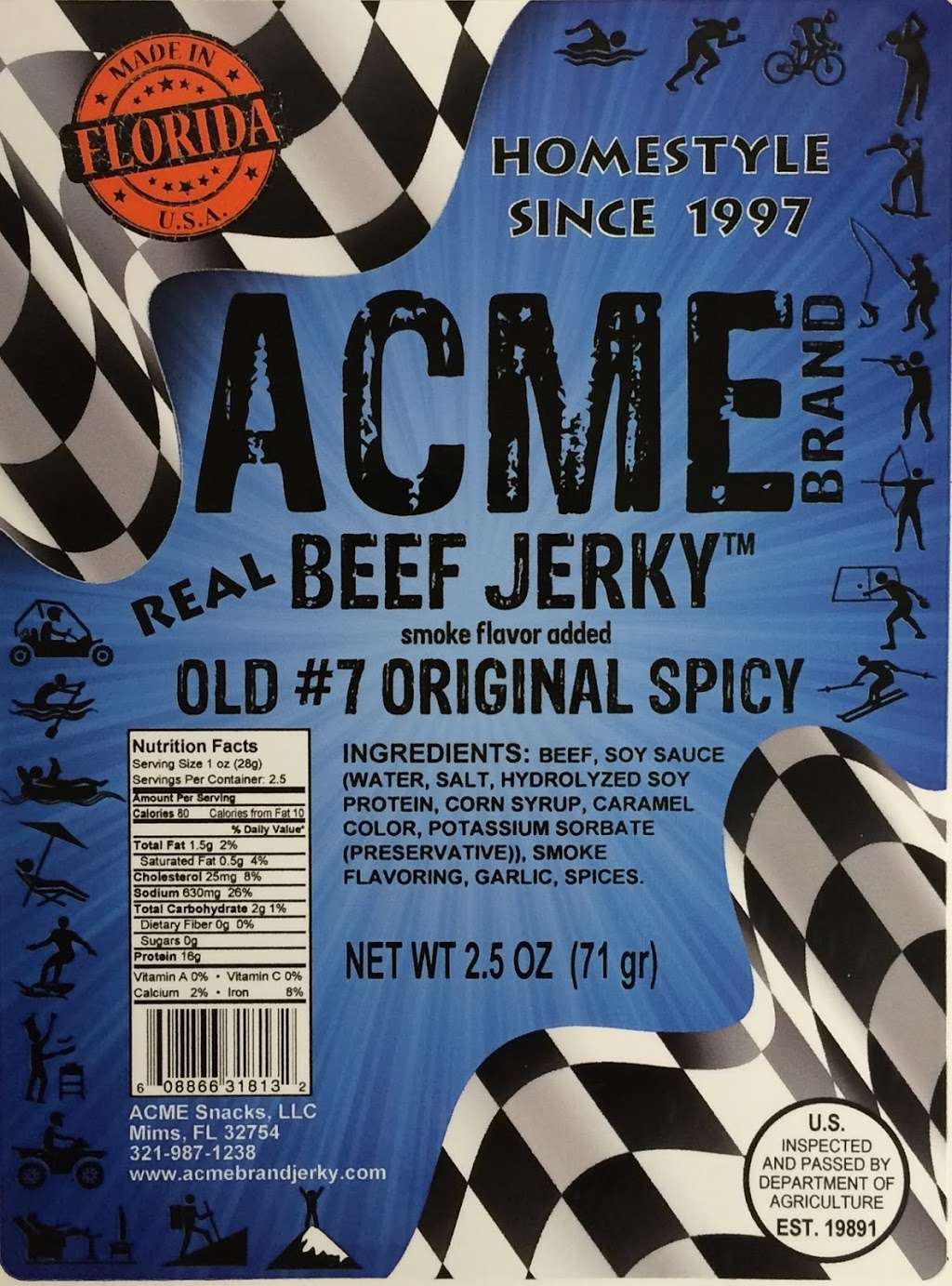 Acme Brand Beef Jerky | 5710 Lord St, Mims, FL 32754, USA | Phone: (321) 987-1238