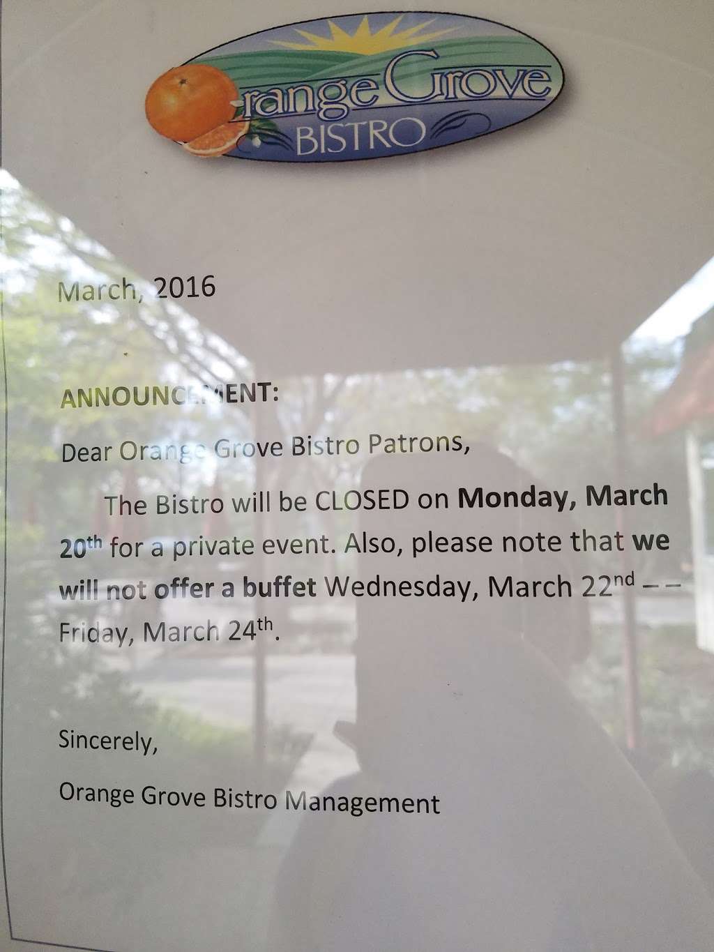 Orange Grove Bistro | 18111 Nordhoff St, Northridge, CA 91330 | Phone: (818) 677-2076