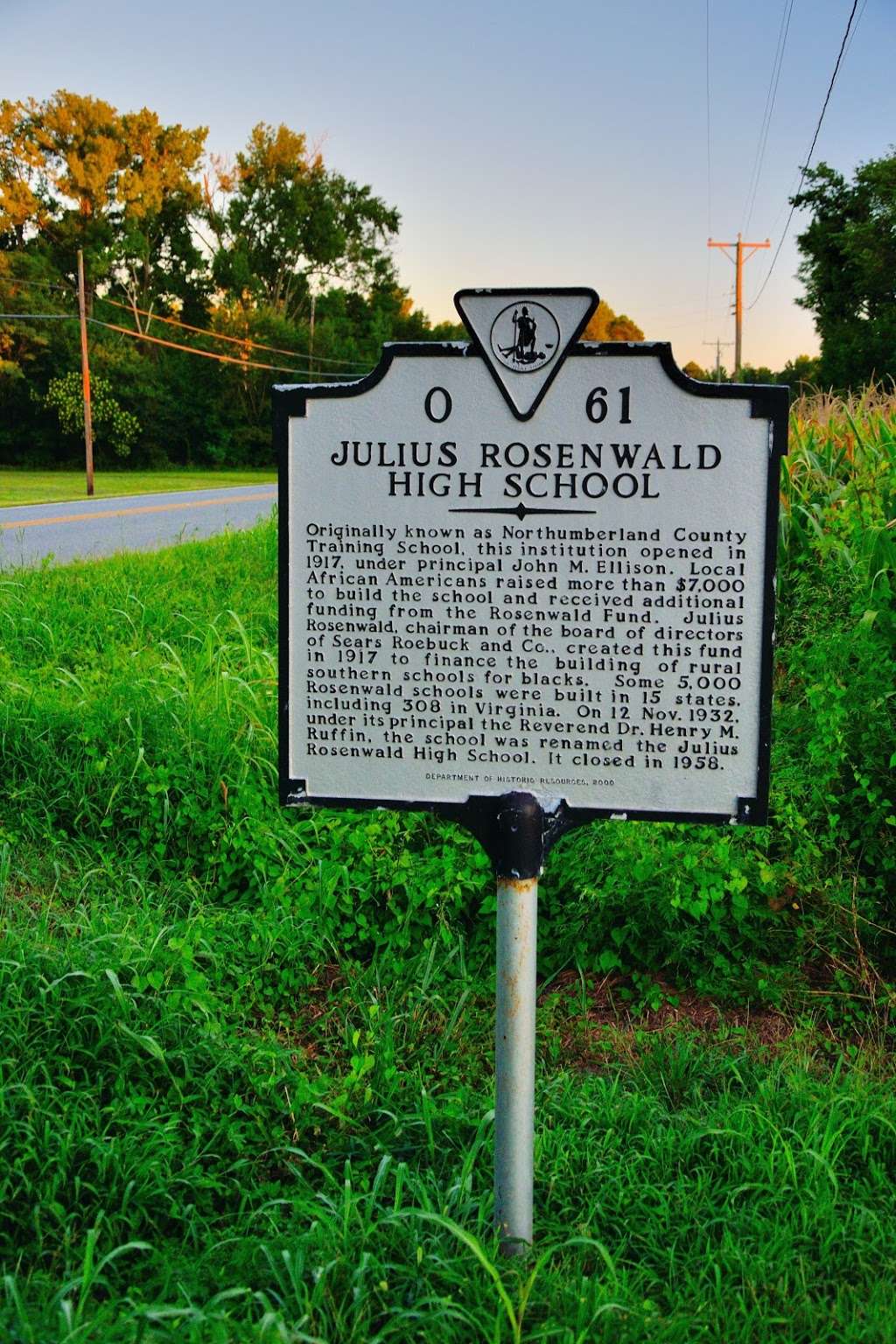 Julius Rosenwald High School | 19602 Northumberland Hwy, Reedville, VA 22539