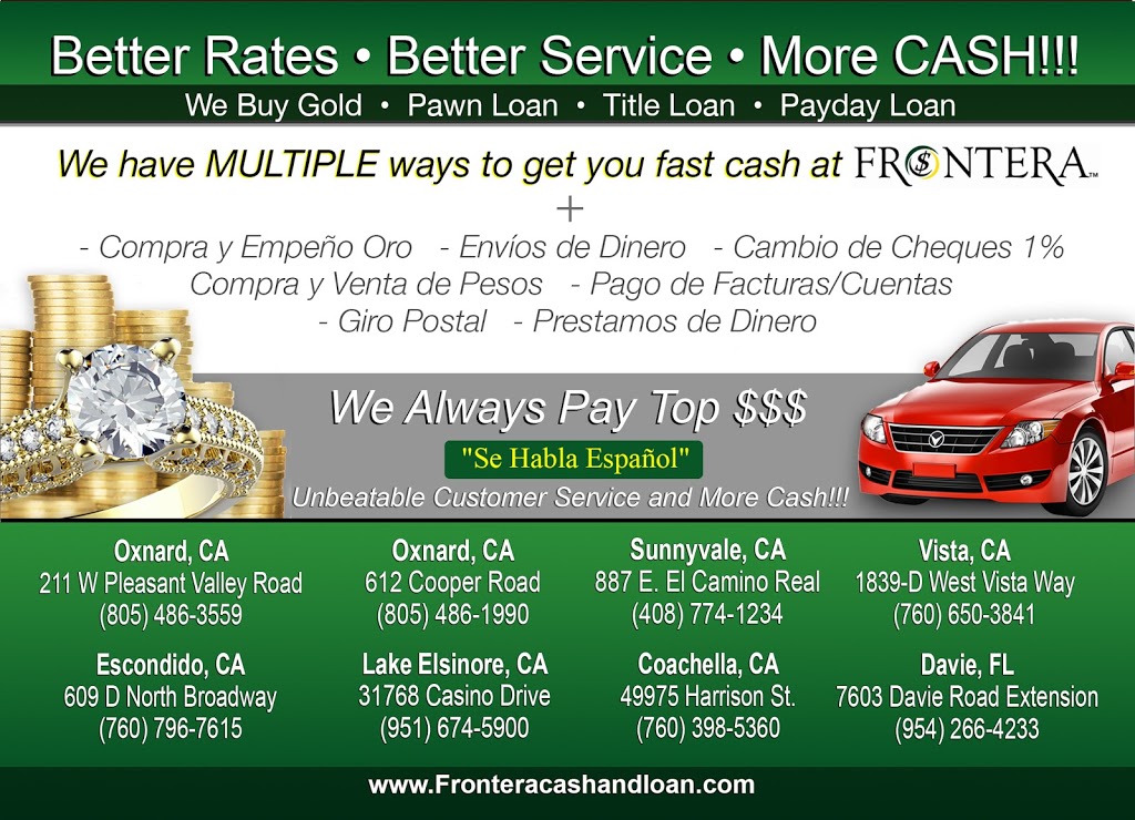 Frontera Cash and Loan | Pleasant Valley Shopping Center, 211 W Pleasant Valley Rd, Oxnard, CA 93033, USA | Phone: (805) 394-6891