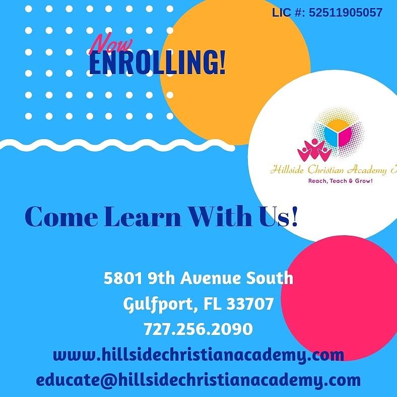 Hillside Christian Academy, Inc. | 5801 9th Ave S, Gulfport, FL 33707, USA | Phone: (727) 256-2090