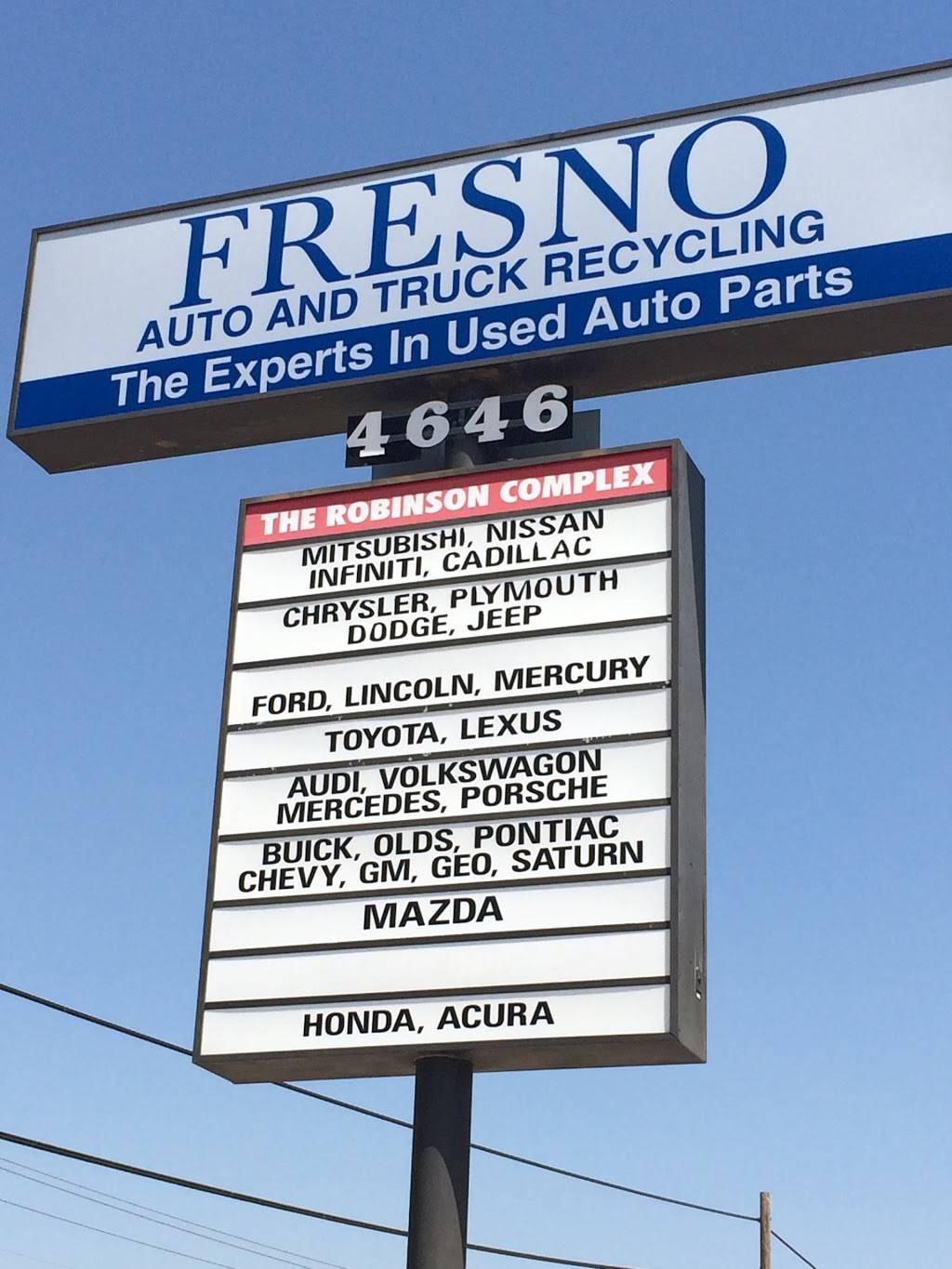 Fresno Auto and Truck Recycling | 4646 S Chestnut Ave, Fresno, CA 93725, USA | Phone: (559) 441-1000