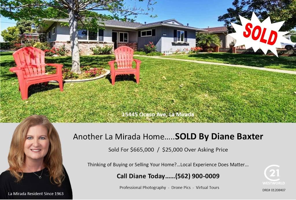 Diane Baxter La Mirada Realtor CENTURY 21 Westworld | 15058 Rosecrans Ave, La Mirada, CA 90638, USA | Phone: (562) 900-0009