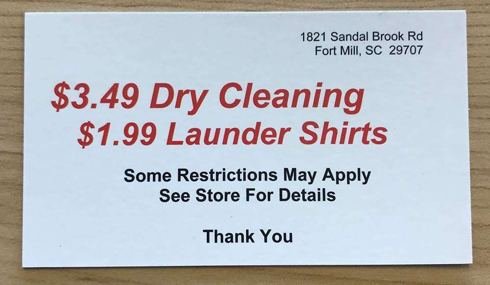 Tess Cleaners & Alterations | 1821 Sandal Brook Rd, Fort Mill, SC 29707, USA | Phone: (803) 547-4256