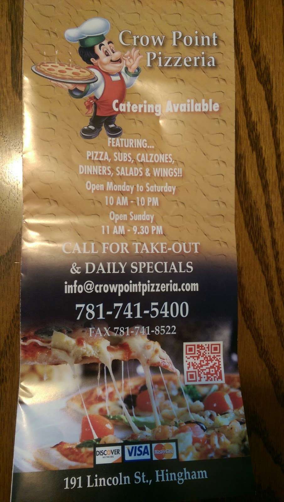 Crow Point Pizzeria | 191 Lincoln St, Hingham, MA 02043, USA | Phone: (781) 741-5400