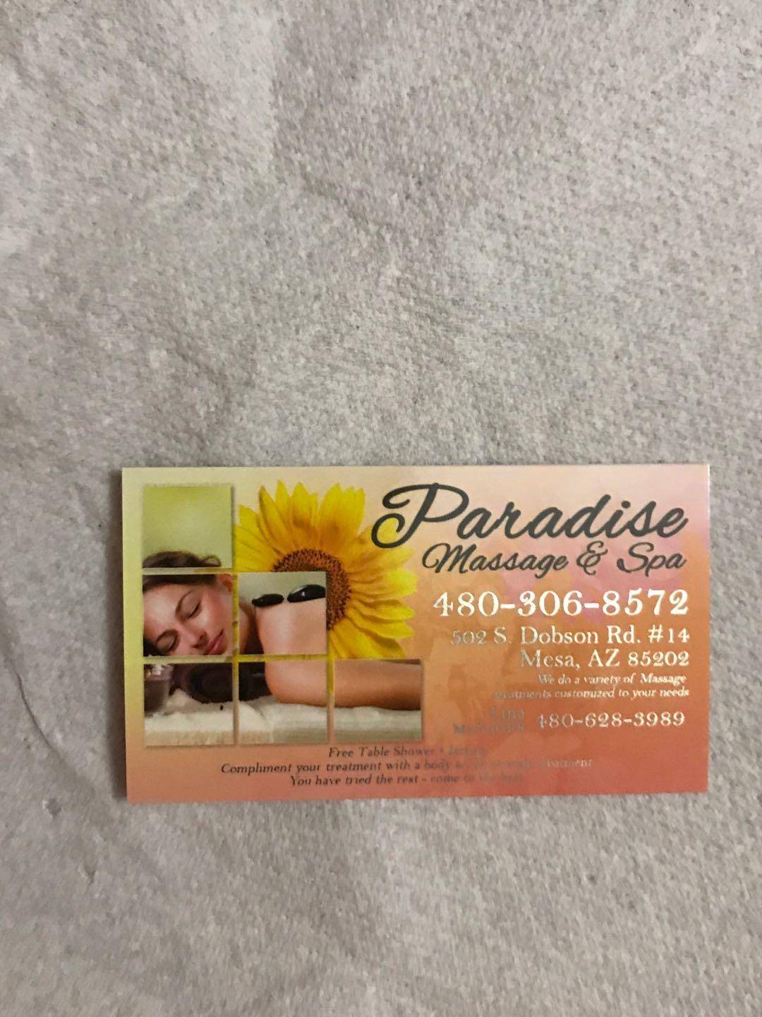 Paradise Massage Spa | 502 S Dobson Rd Suite #14, Mesa, AZ 85202, United States | Phone: (480) 306-8572